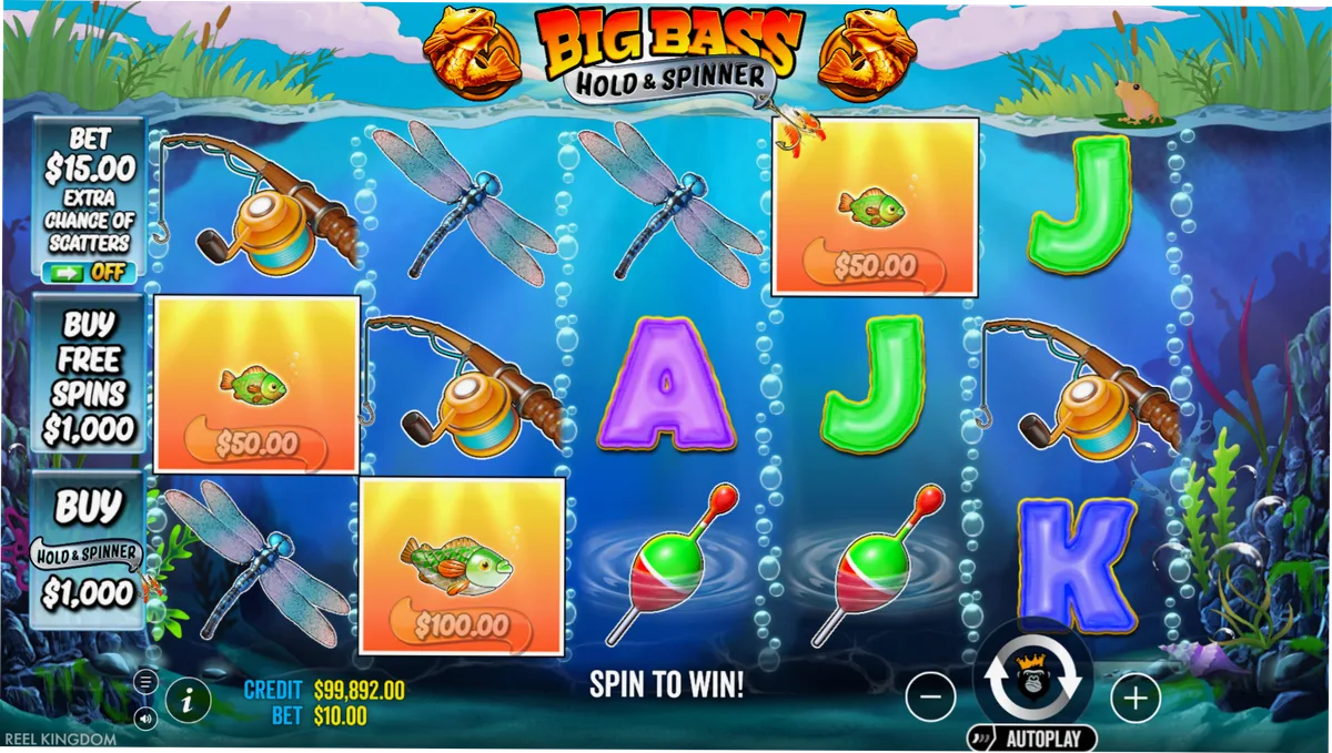 Big Bass Hold and Spinner Diamond symbol filling positions